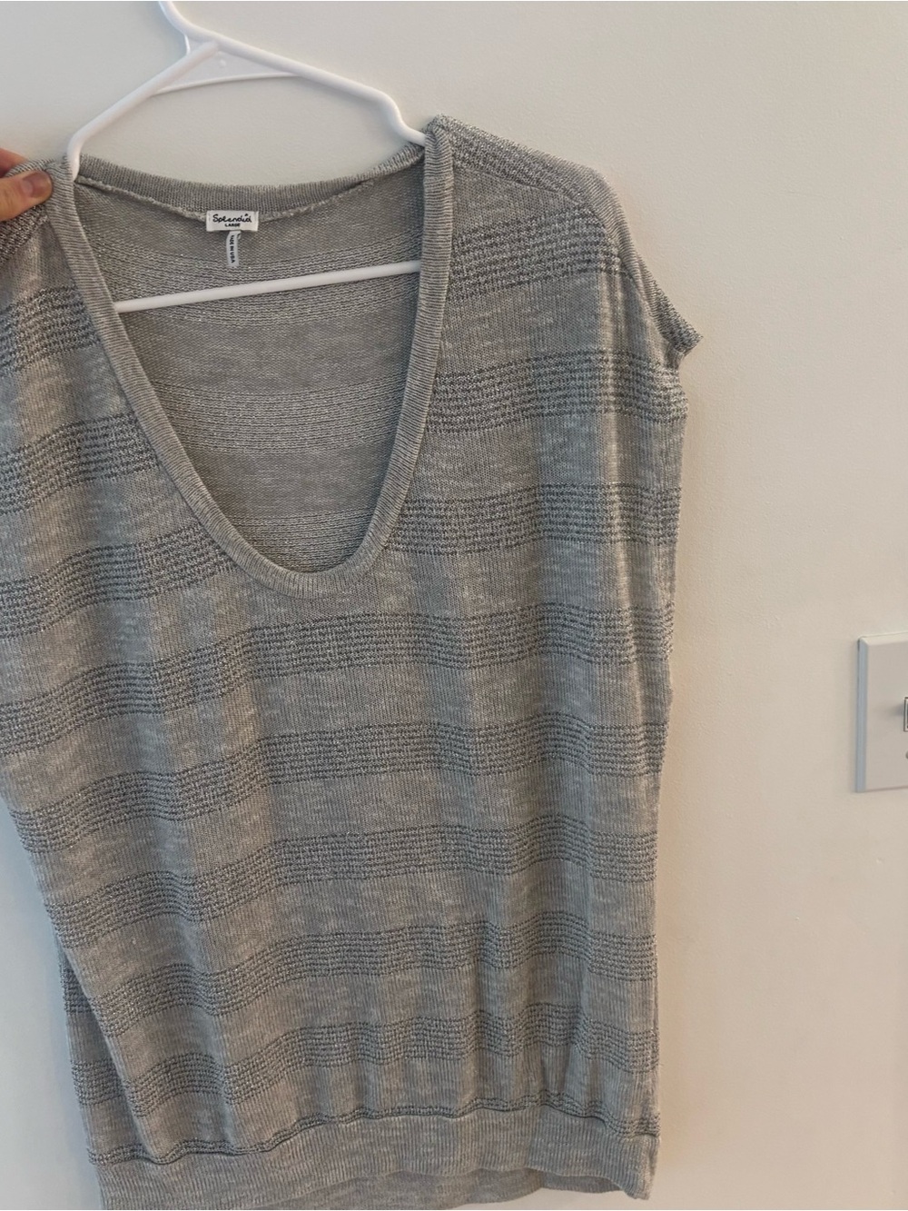 Grey Knit V-Neck Sweater - Women